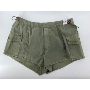 Arizona Jean Co Womens Olive Green Cargo Shorts Elastic Waist 2.5 Inseam NWT